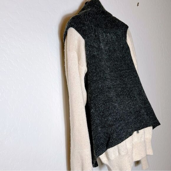 Max Mara Wool Vest Y2K Knit Mock Neck Open Sweater Sleeveless Cardigan Gray L - Picture 8 of 16